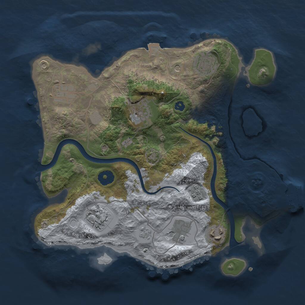 Rust Map: Procedural Map, Size: 3000, Seed: 69477, 12 Monuments