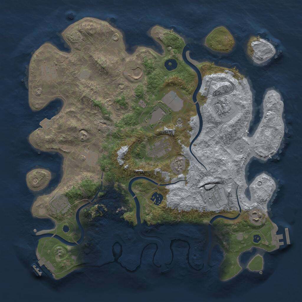 Rust Map: Procedural Map, Size: 3750, Seed: 1331765627, 17 Monuments