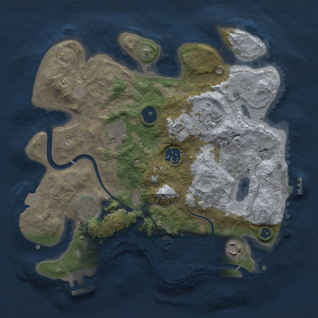 Rust Map: Procedural Map, Size: 3000, Seed: 7895014, 12 Monuments
