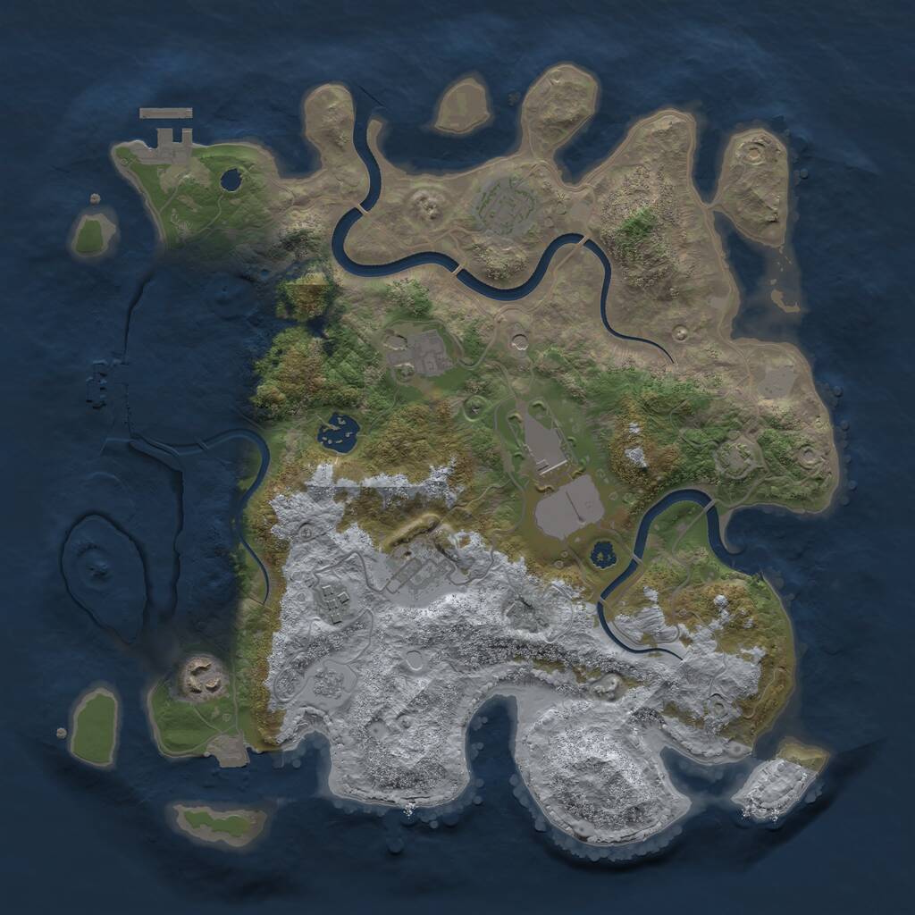 Rust Map: Procedural Map, Size: 3500, Seed: 759746558, 13 Monuments