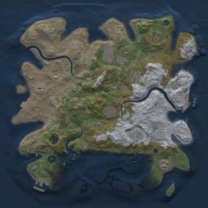 Thumbnail Rust Map: Procedural Map, Size: 3750, Seed: 88375647, 15 Monuments