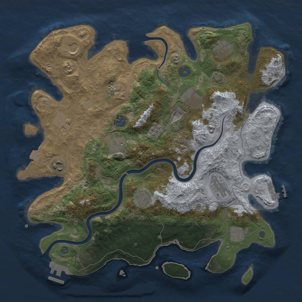 Rust Map: Procedural Map, Size: 3750, Seed: 88375647, 19 Monuments