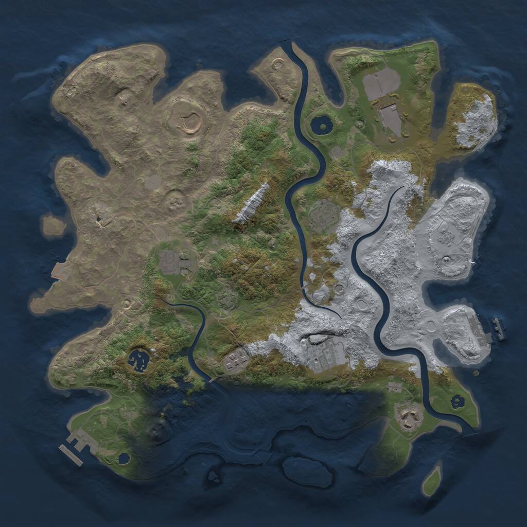 Rust Map: Procedural Map, Size: 3750, Seed: 88375647, 14 Monuments