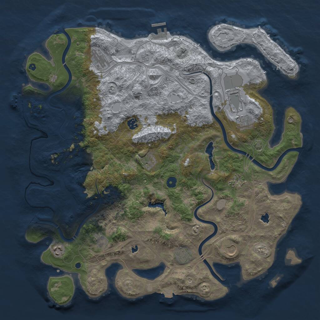 Rust Map: Procedural Map, Size: 4500, Seed: 981970199, 17 Monuments