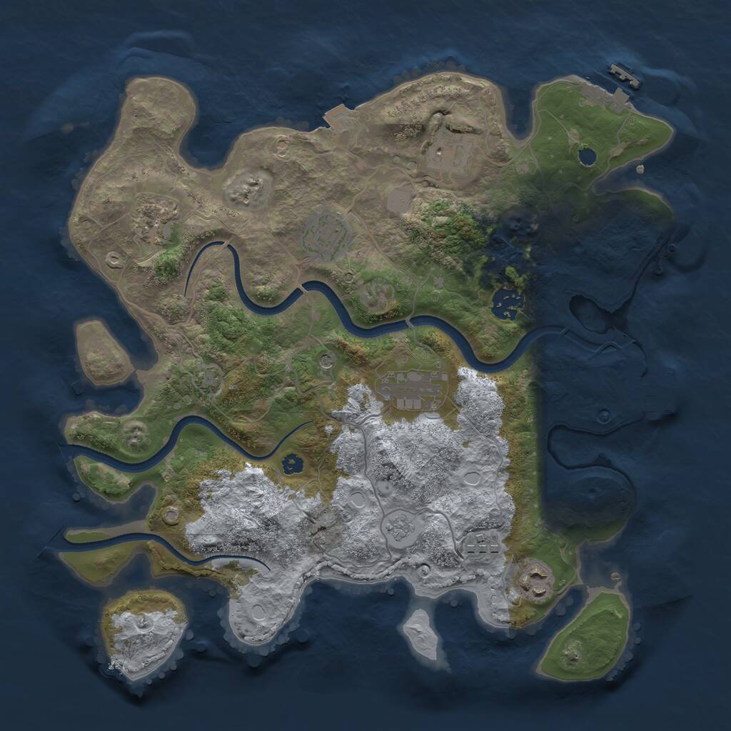 Rust Map: Procedural Map, Size: 3455, Seed: 1377599166, 13 Monuments