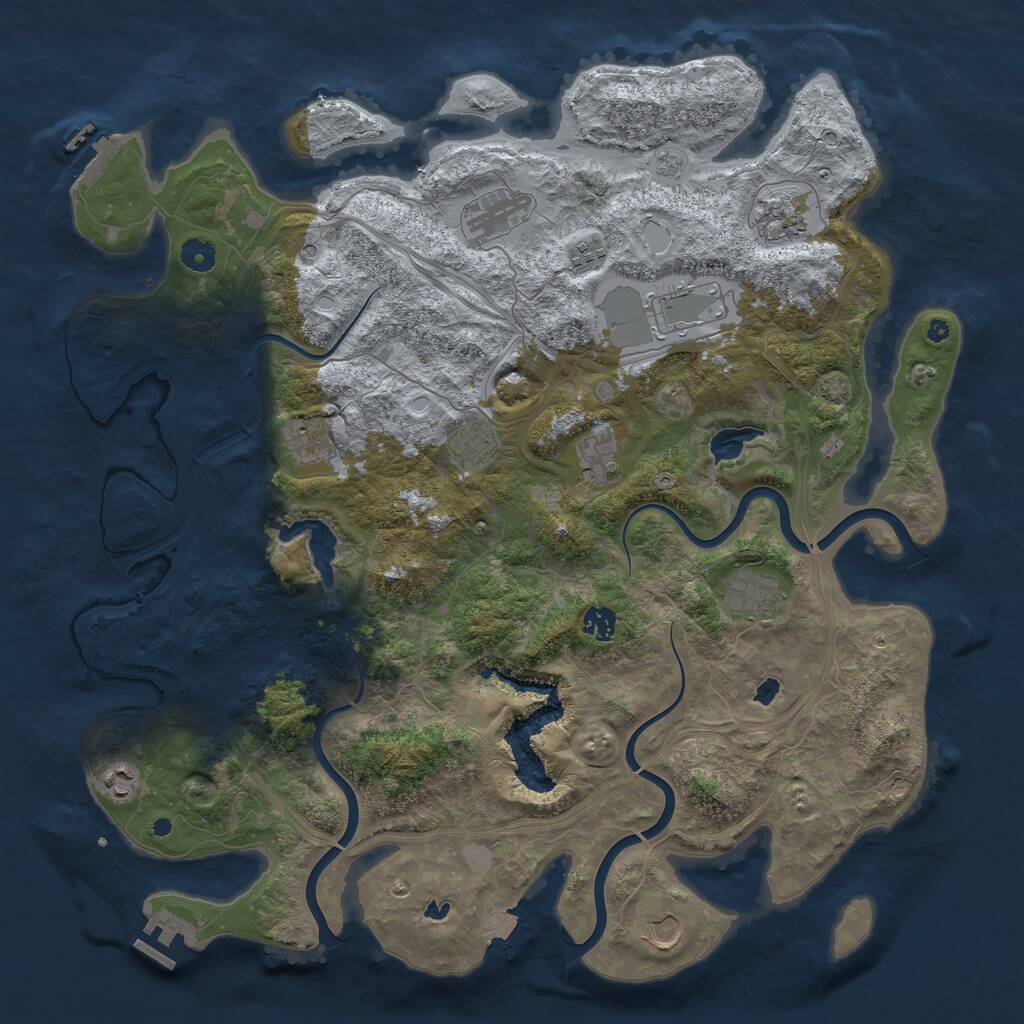 Rust Map: Procedural Map, Size: 4500, Seed: 725425769, 17 Monuments
