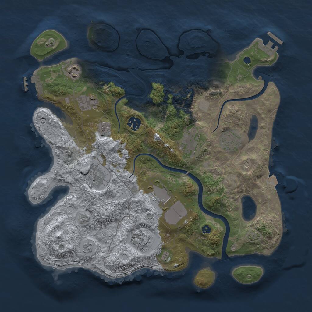 Rust Map: Procedural Map, Size: 3500, Seed: 708788, 15 Monuments