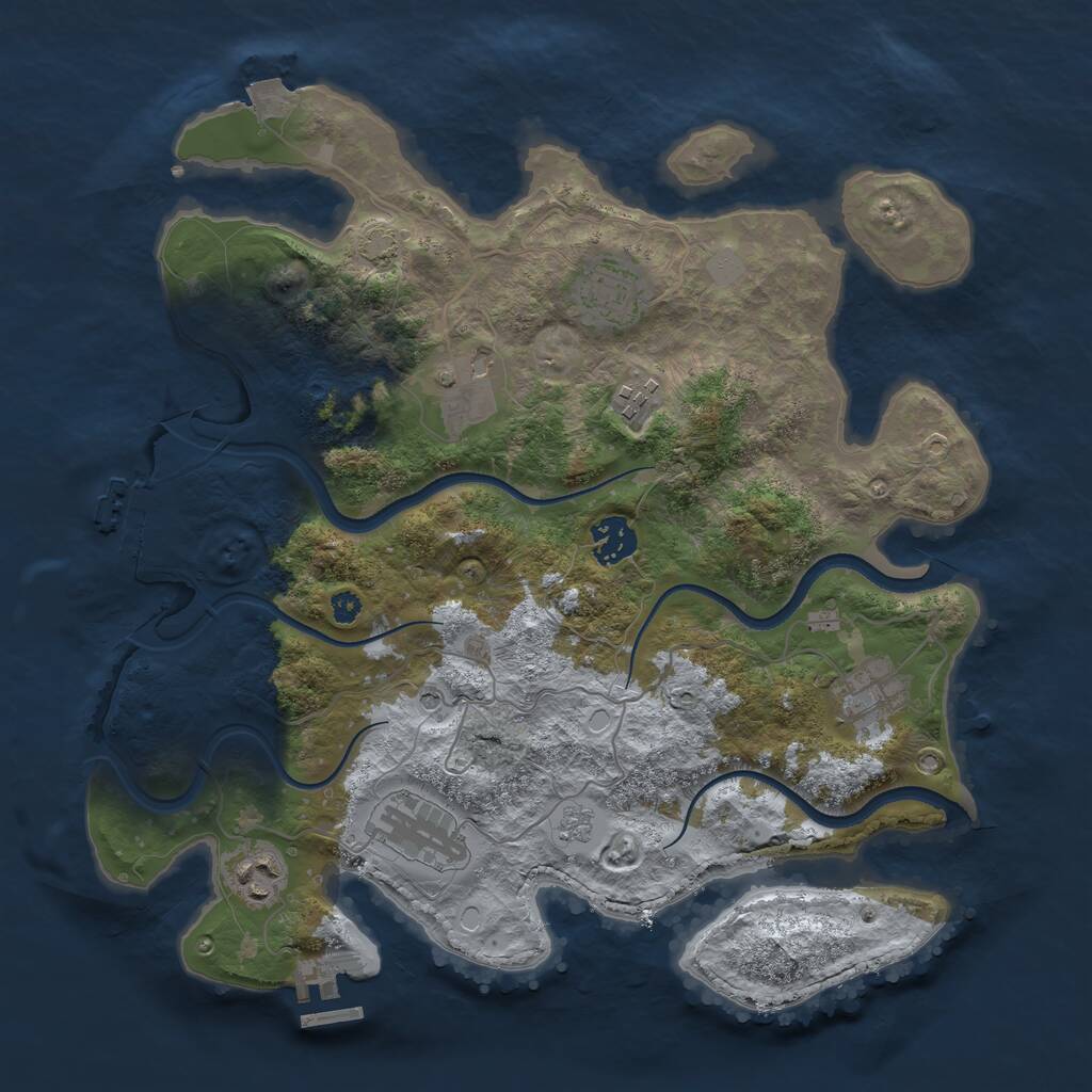 Rust Map: Procedural Map, Size: 3500, Seed: 776621738, 13 Monuments