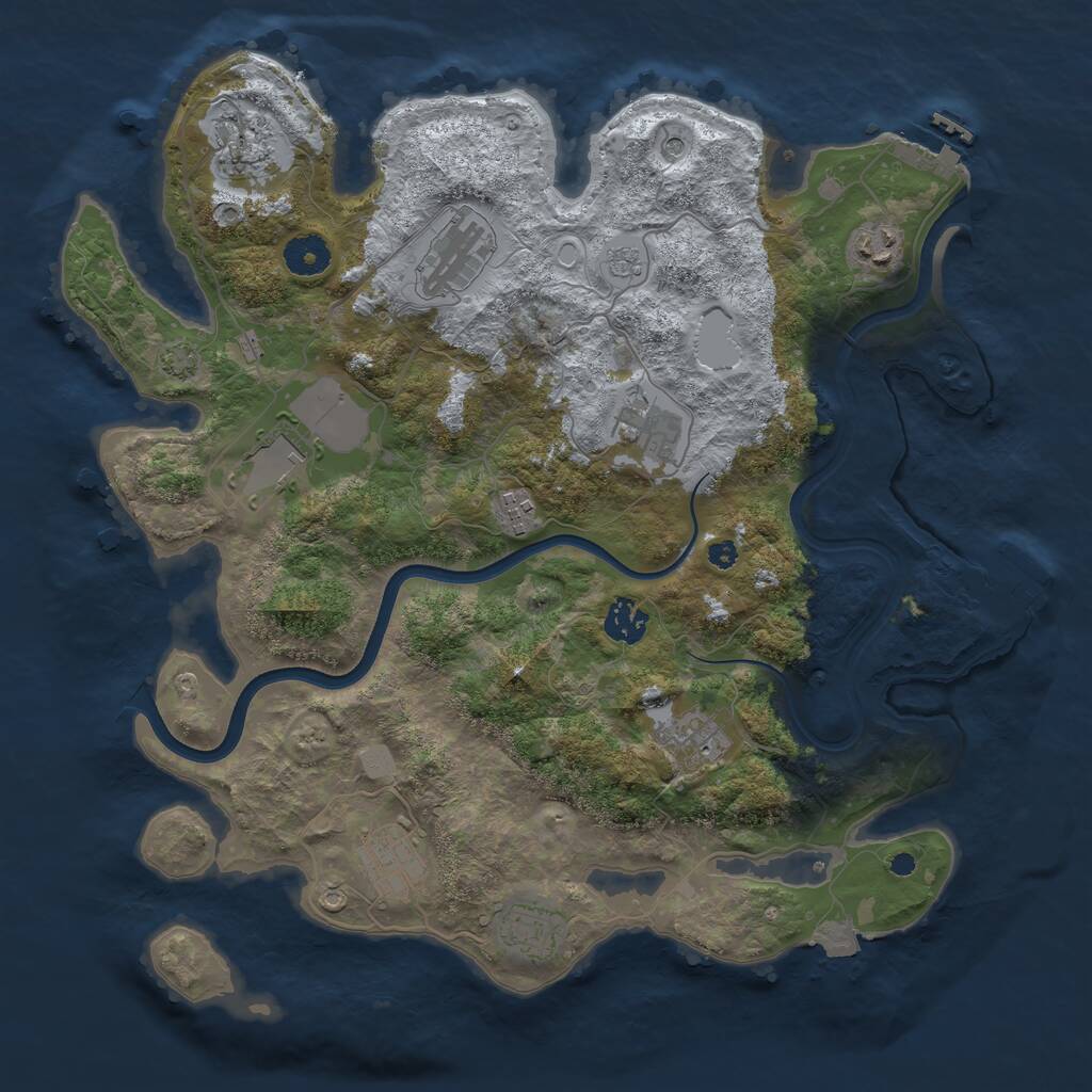 Rust Map: Procedural Map, Size: 3750, Seed: 1121937433, 16 Monuments