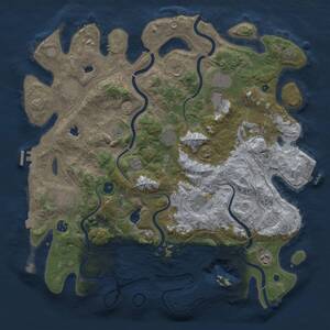 Thumbnail Rust Map: Procedural Map, Size: 4500, Seed: 628690824, 17 Monuments