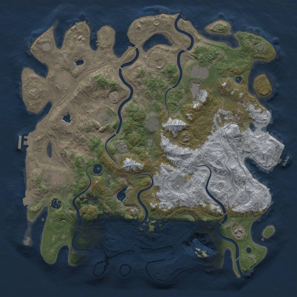 Rust Map: Procedural Map, Size: 4500, Seed: 628690824, 17 Monuments