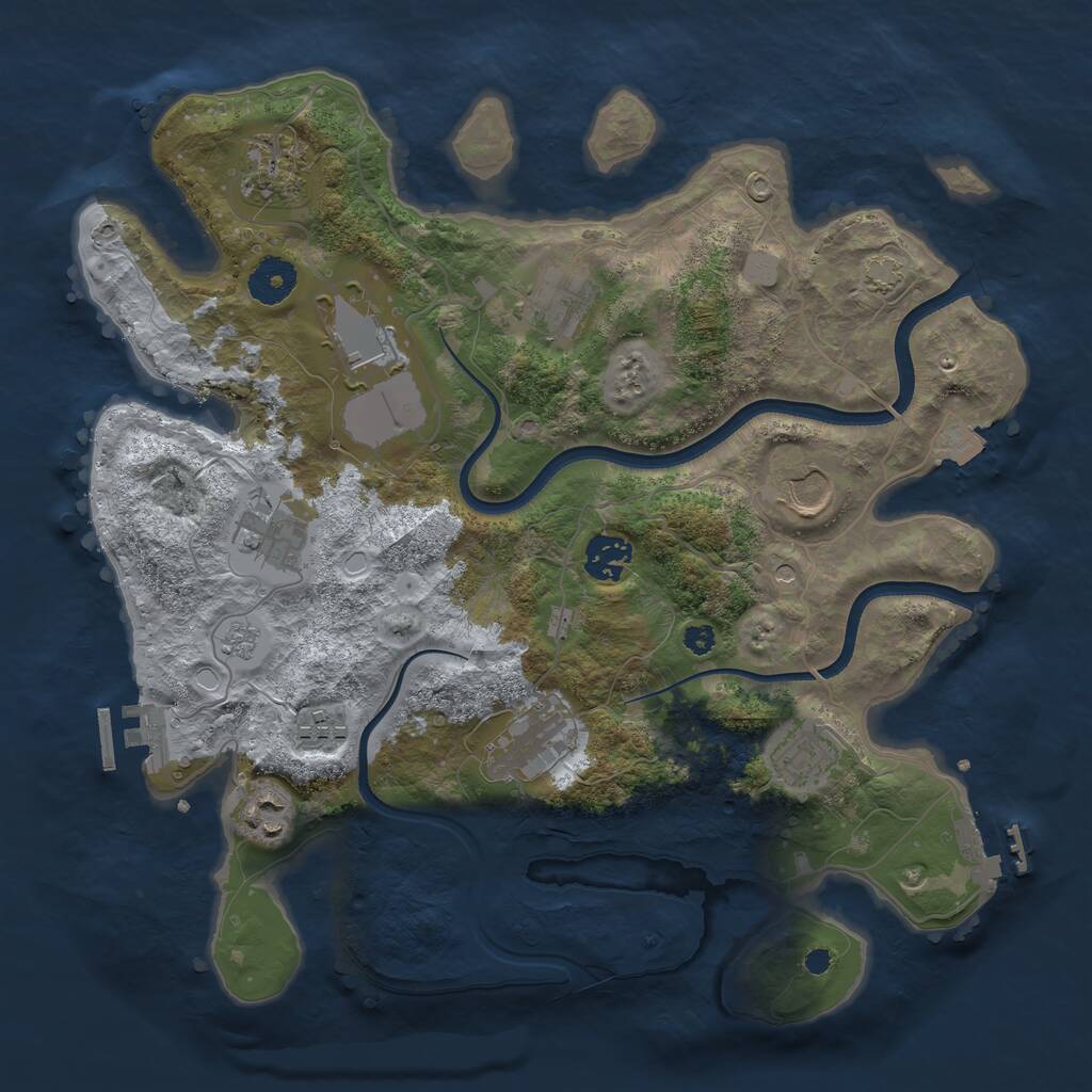 Rust Map: Procedural Map, Size: 3500, Seed: 774587318, 16 Monuments