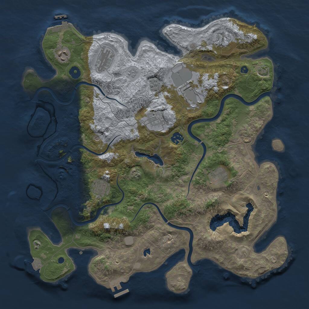 Rust Map: Procedural Map, Size: 4000, Seed: 12323, 15 Monuments