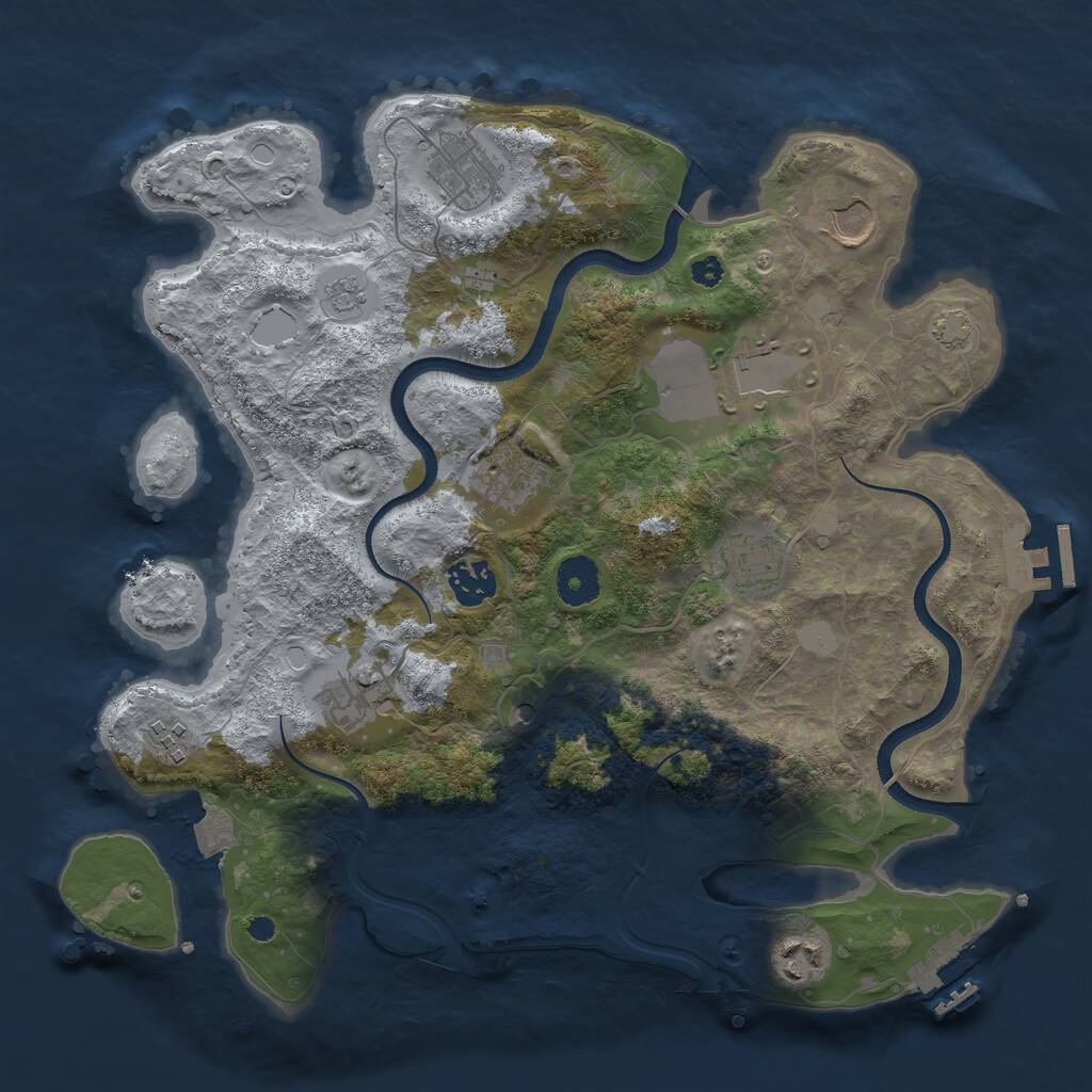 Rust Map: Procedural Map, Size: 3500, Seed: 1286150783, 15 Monuments