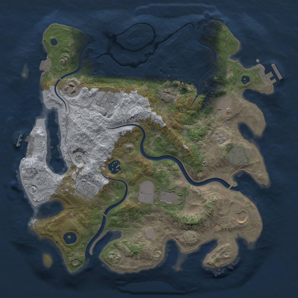 Rust Map: Procedural Map, Size: 3500, Seed: 1641843212, 15 Monuments