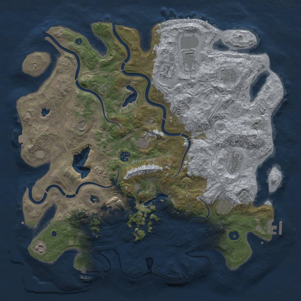 Rust Map: Procedural Map, Size: 4500, Seed: 883629908, 17 Monuments