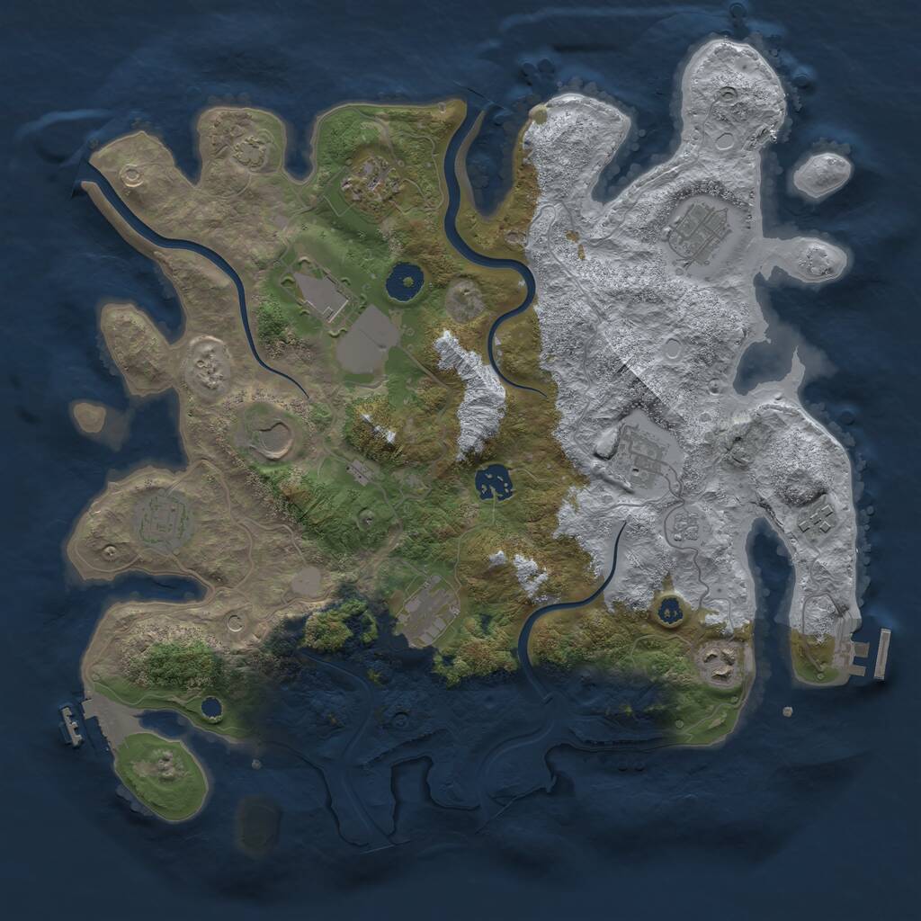Rust Map: Procedural Map, Size: 3700, Seed: 1728933143, 16 Monuments