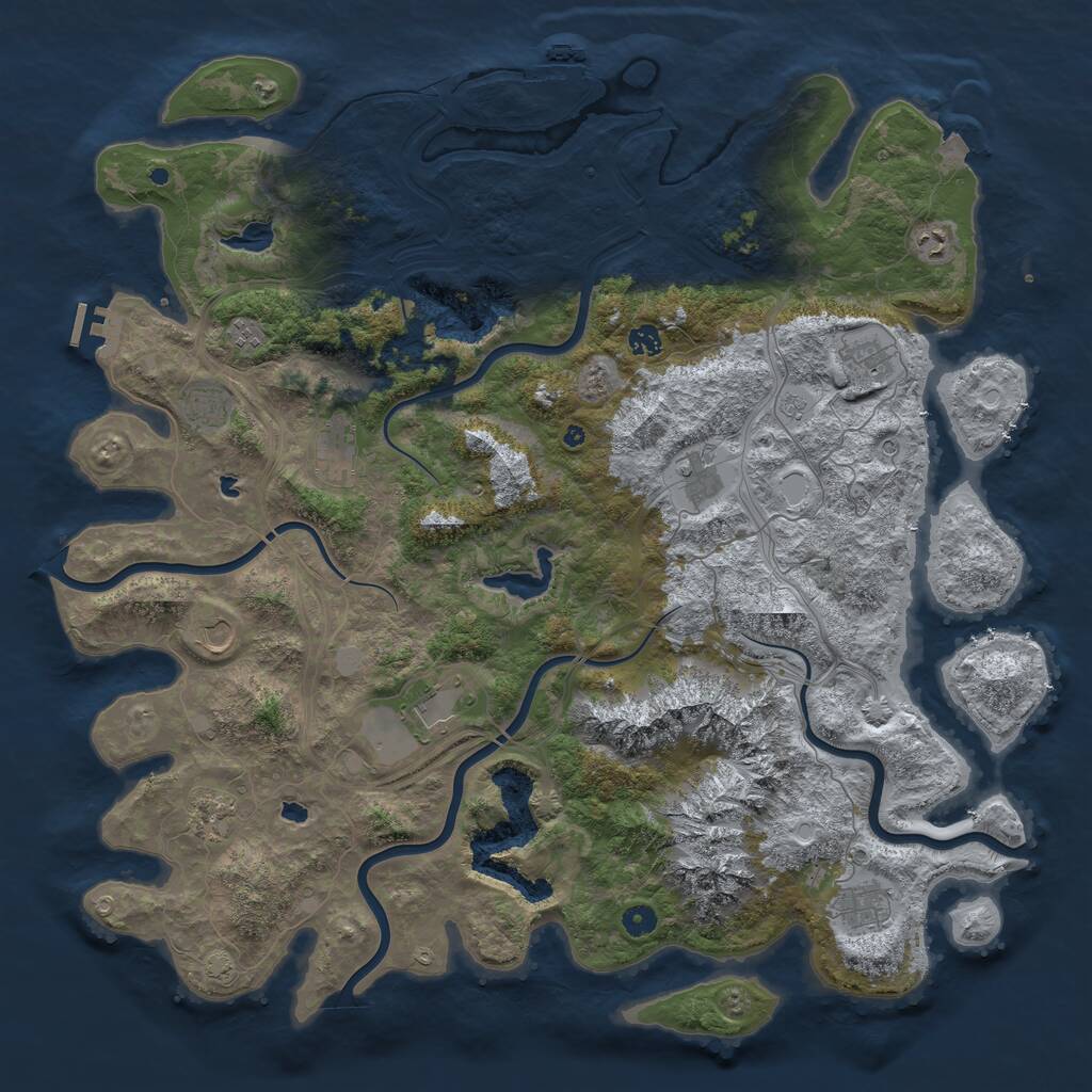 Rust Map: Procedural Map, Size: 5000, Seed: 864864767, 17 Monuments