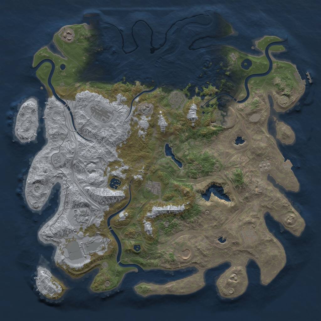 Rust Map: Procedural Map, Size: 4500, Seed: 1399564013, 17 Monuments