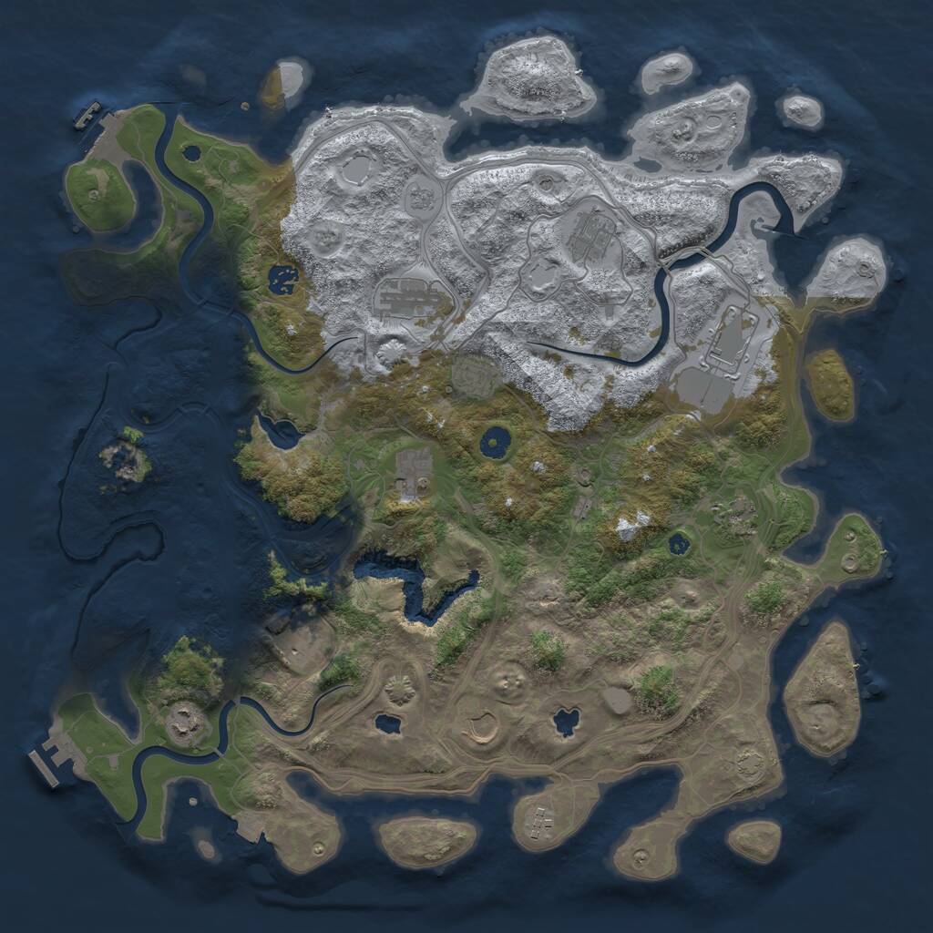 Rust Map: Procedural Map, Size: 4500, Seed: 114518545, 17 Monuments