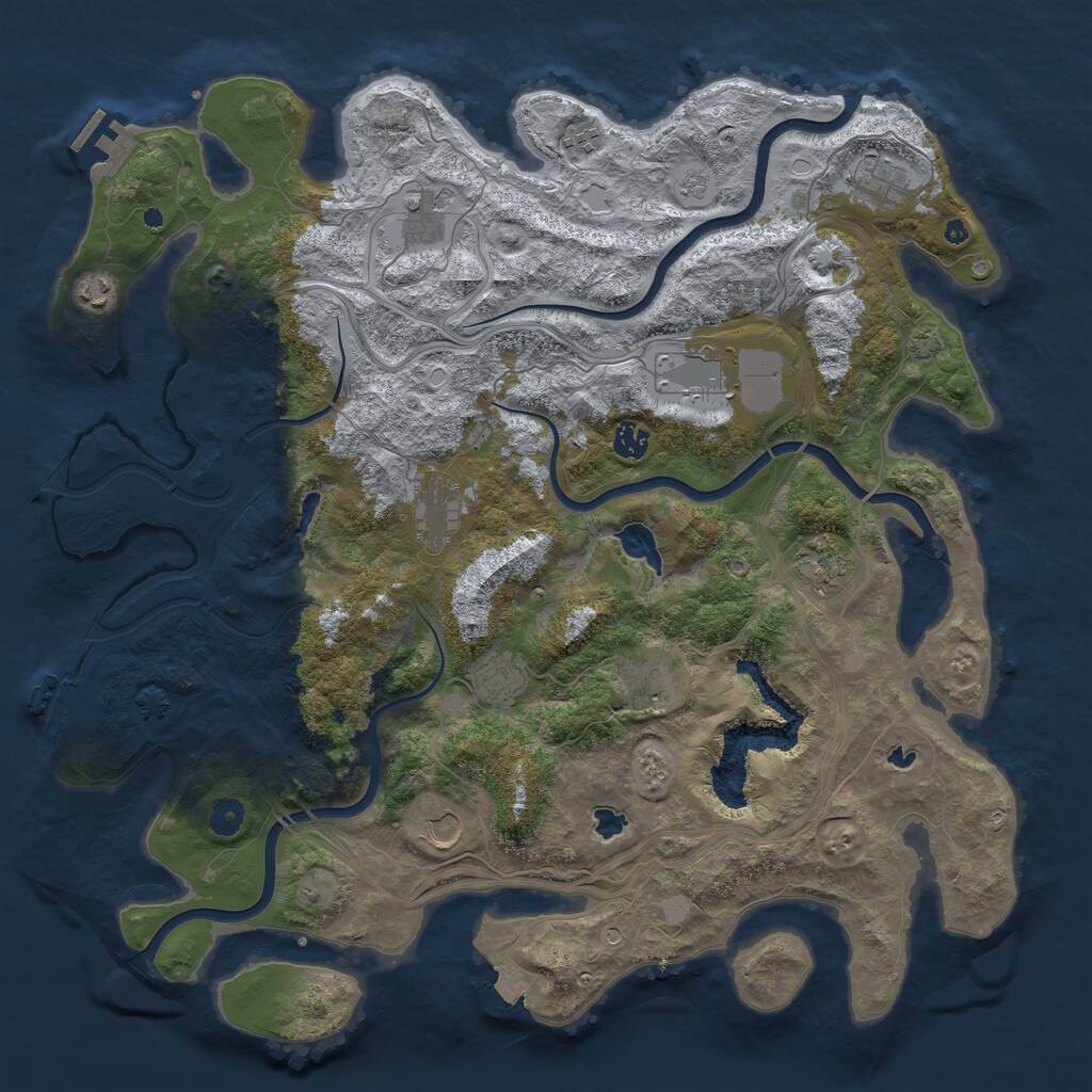 Rust Map: Procedural Map, Size: 4500, Seed: 255358925, 17 Monuments