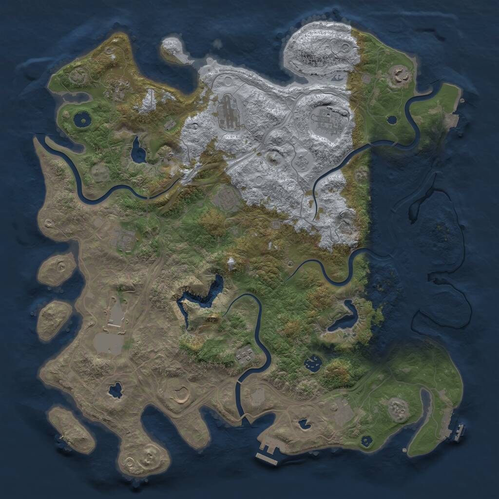 Rust Map: Procedural Map, Size: 4500, Seed: 951083448, 17 Monuments