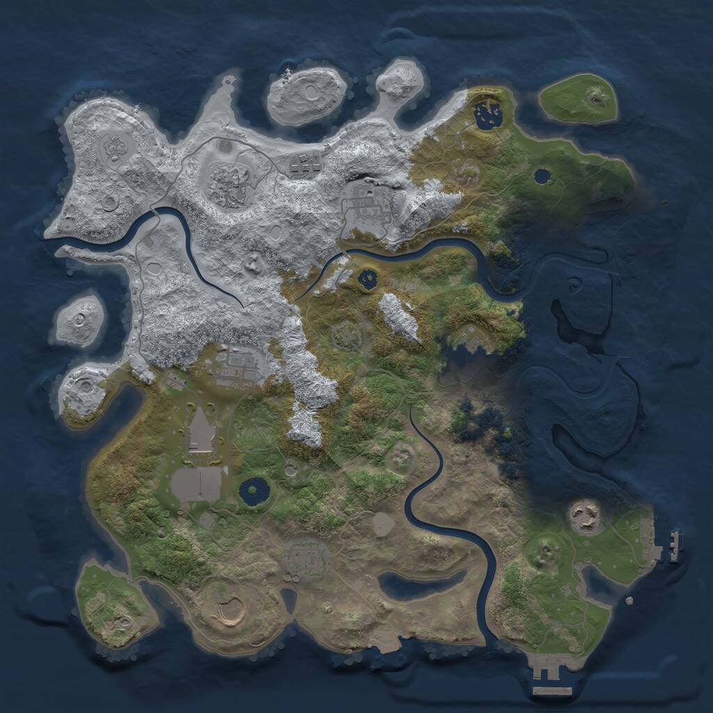 Rust Map: Procedural Map, Size: 3700, Seed: 1841650505, 16 Monuments