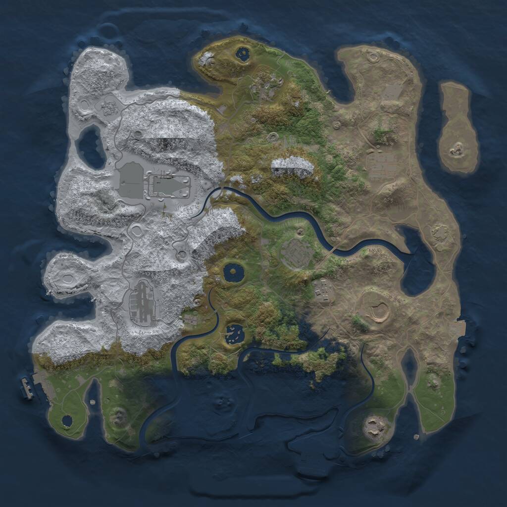 Rust Map: Procedural Map, Size: 3750, Seed: 1752440424, 15 Monuments