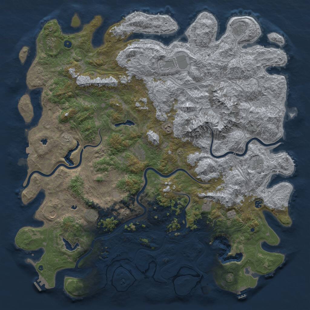 Rust Map: Procedural Map, Size: 6000, Seed: 811061003, 17 Monuments