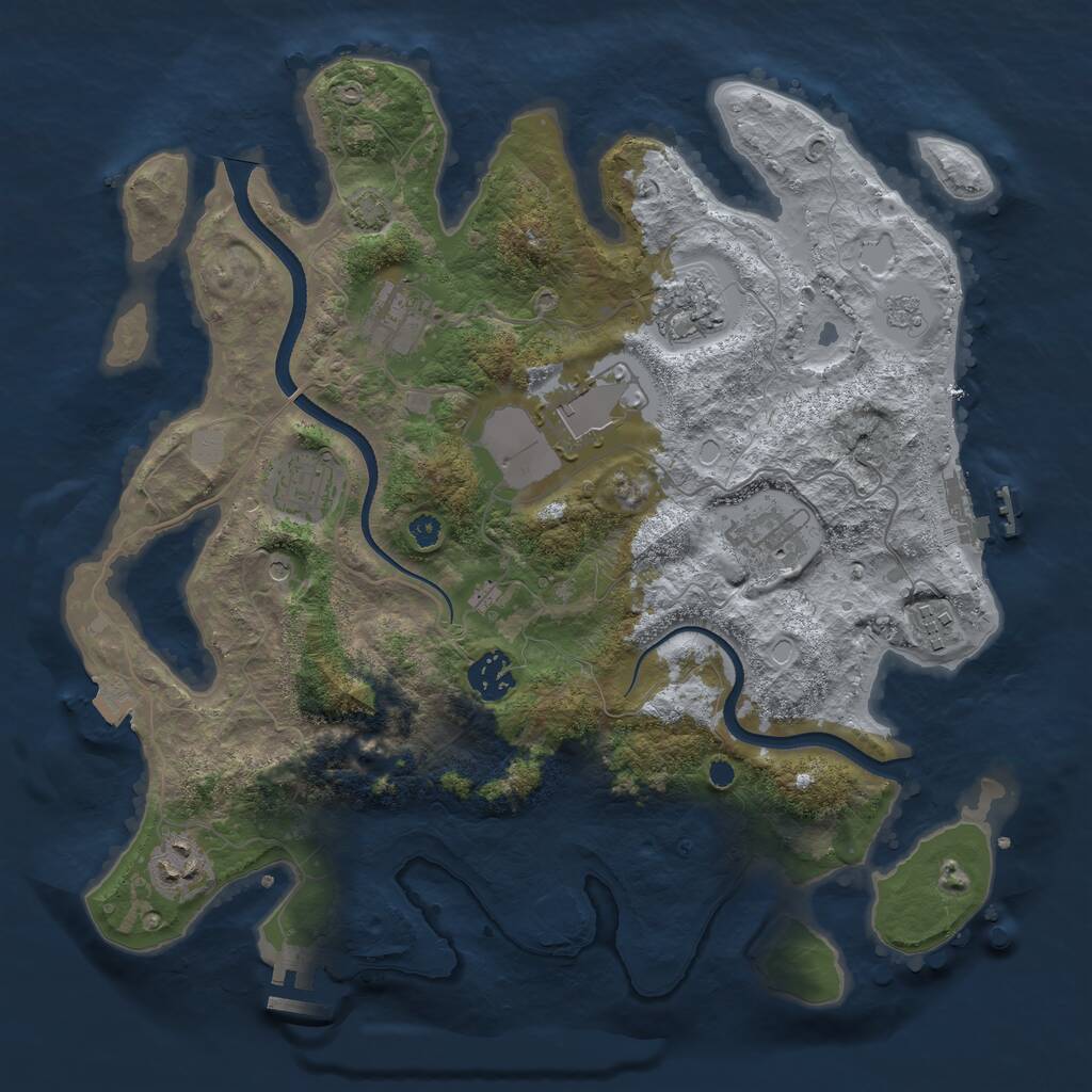 Rust Map: Procedural Map, Size: 3500, Seed: 1261882040, 14 Monuments