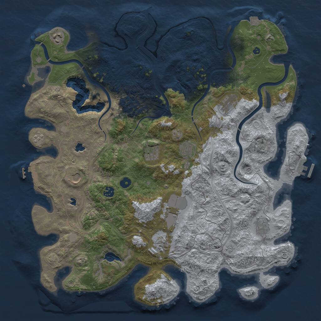 Rust Map: Procedural Map, Size: 4500, Seed: 435374543, 16 Monuments