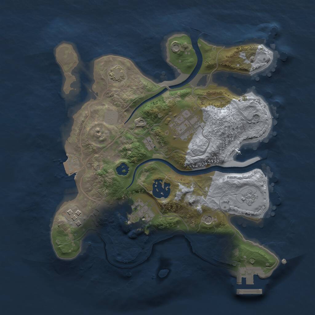 Rust Map: Procedural Map, Size: 2500, Seed: 1205848805, 9 Monuments