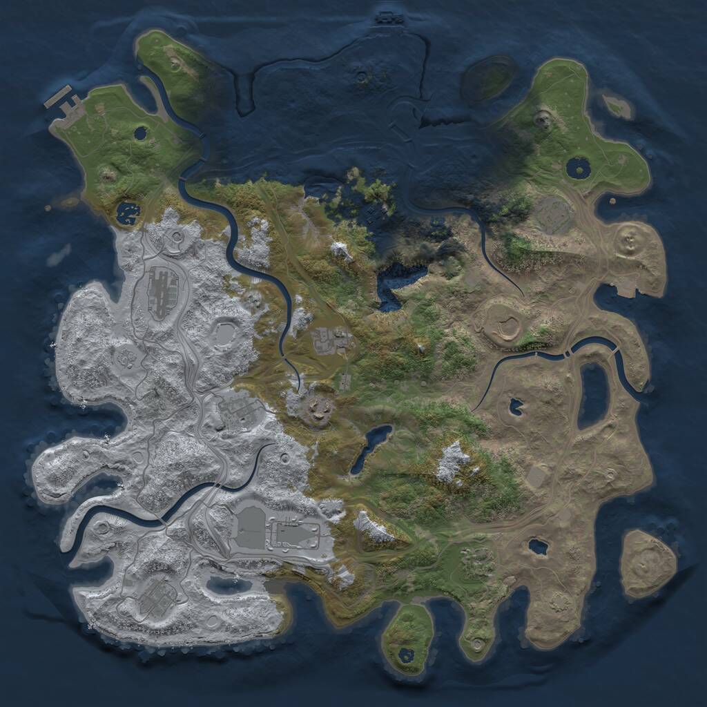 Rust Map: Procedural Map, Size: 4500, Seed: 1624534109, 17 Monuments