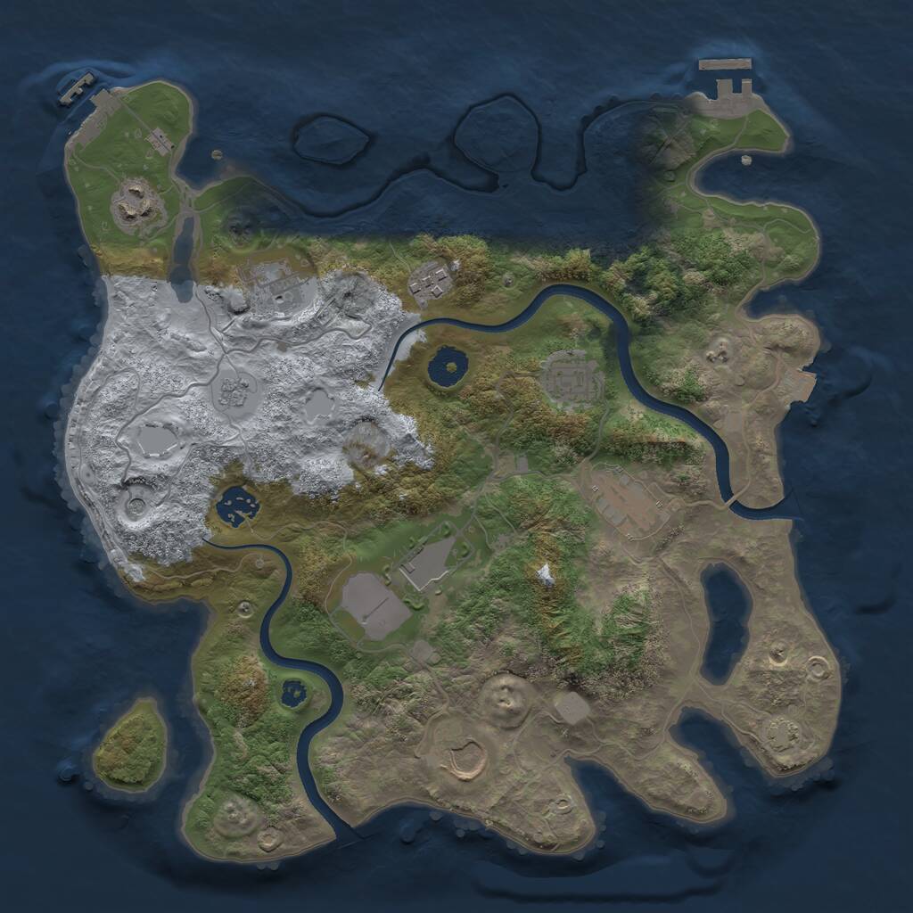 Rust Map: Procedural Map, Size: 3500, Seed: 573426743, 14 Monuments