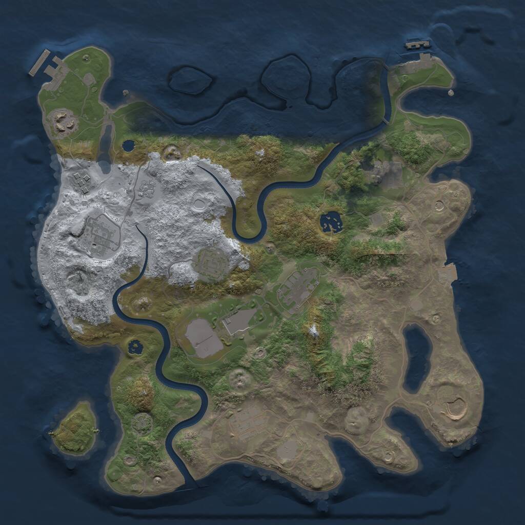 Rust Map: Procedural Map, Size: 3500, Seed: 573426743, 16 Monuments