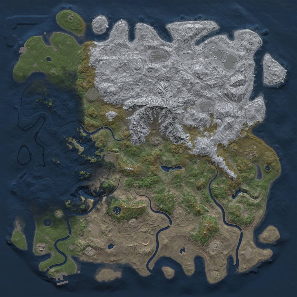 Rust Map: Procedural Map, Size: 5500, Seed: 1994632972, 17 Monuments