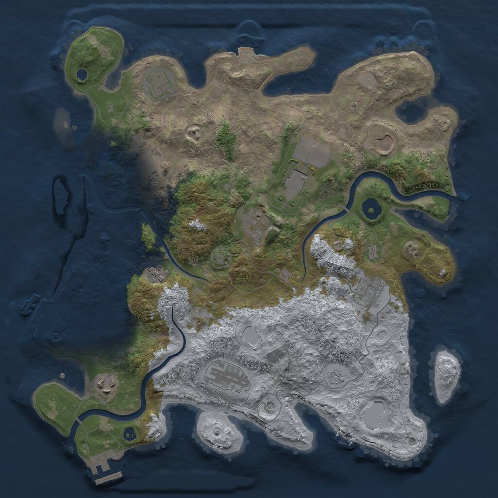 Rust Map: Procedural Map, Size: 3700, Seed: 840641105, 15 Monuments