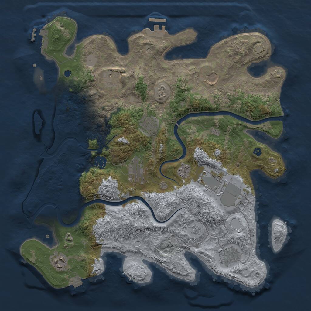 Rust Map: Procedural Map, Size: 3700, Seed: 840641105, 15 Monuments