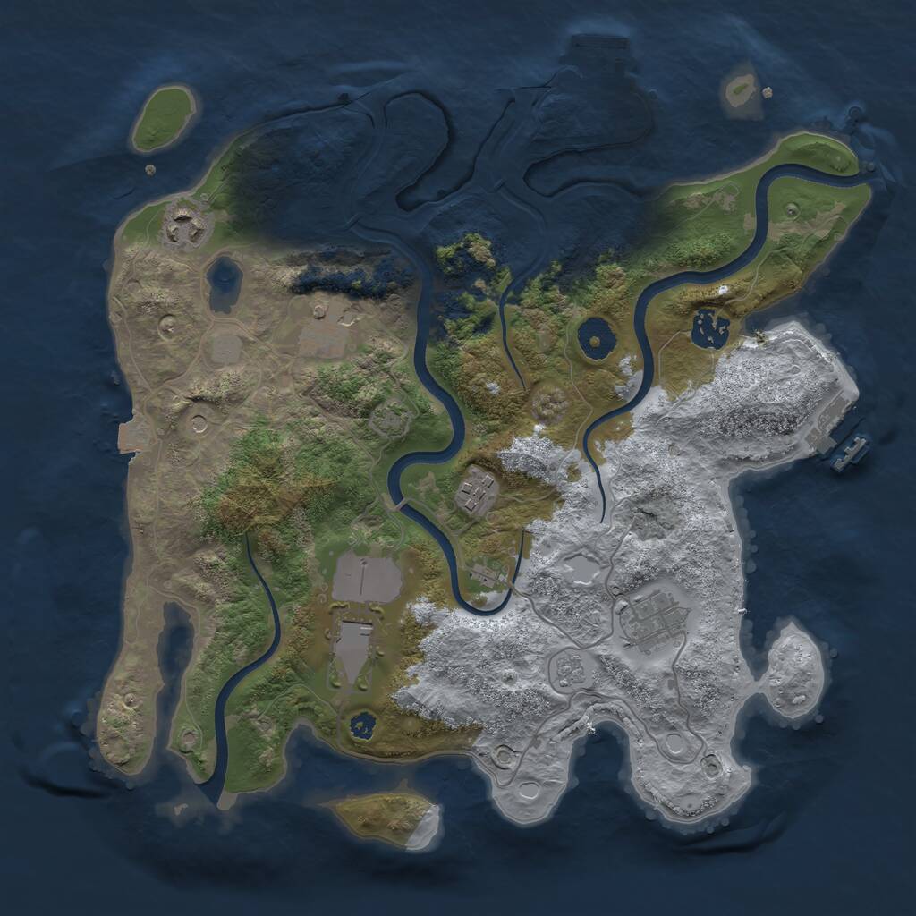 Rust Map: Procedural Map, Size: 3500, Seed: 253563327, 12 Monuments
