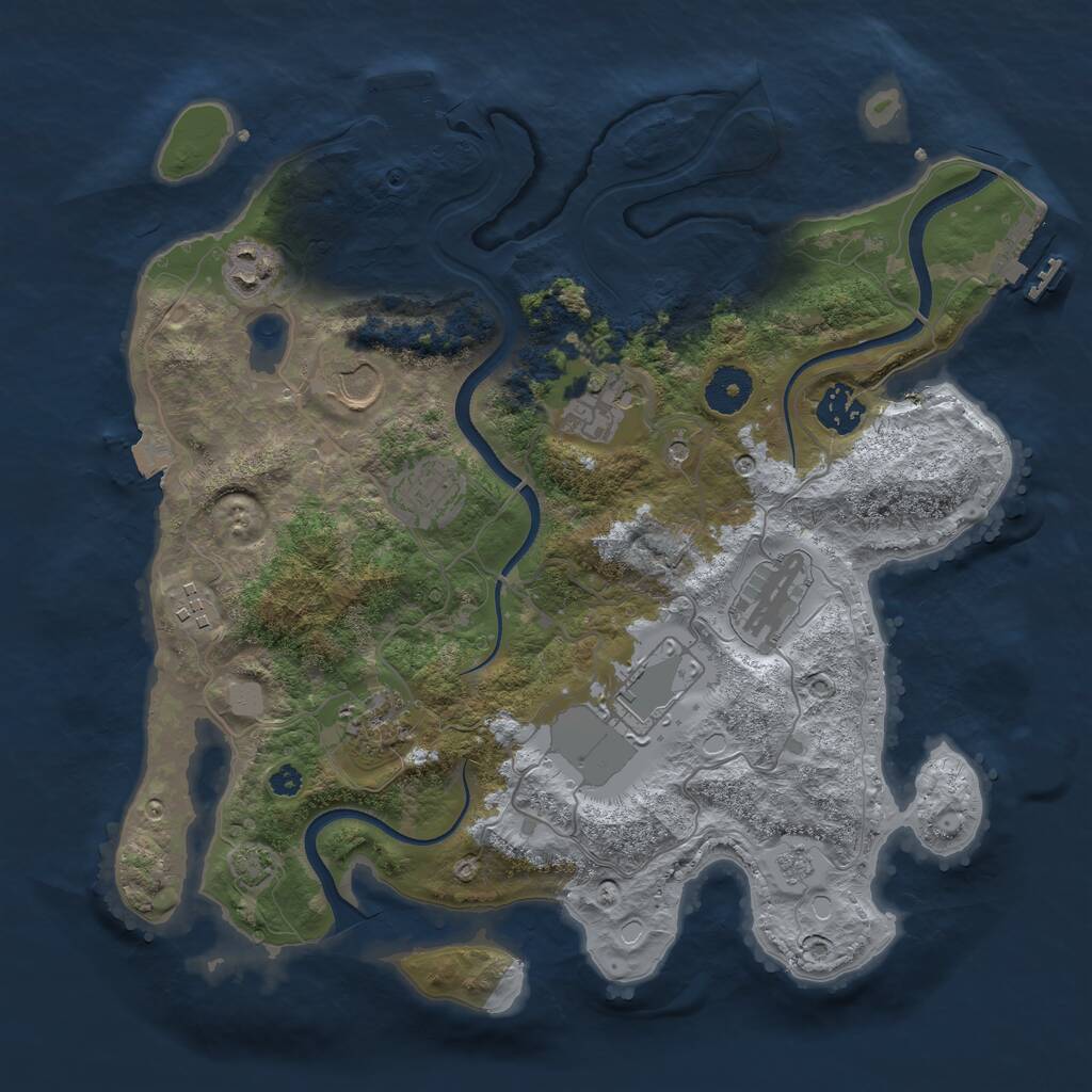 Rust Map: Procedural Map, Size: 3500, Seed: 253563327, 15 Monuments