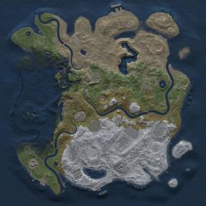 Thumbnail Rust Map: Procedural Map, Size: 4050, Seed: 777864237, 16 Monuments