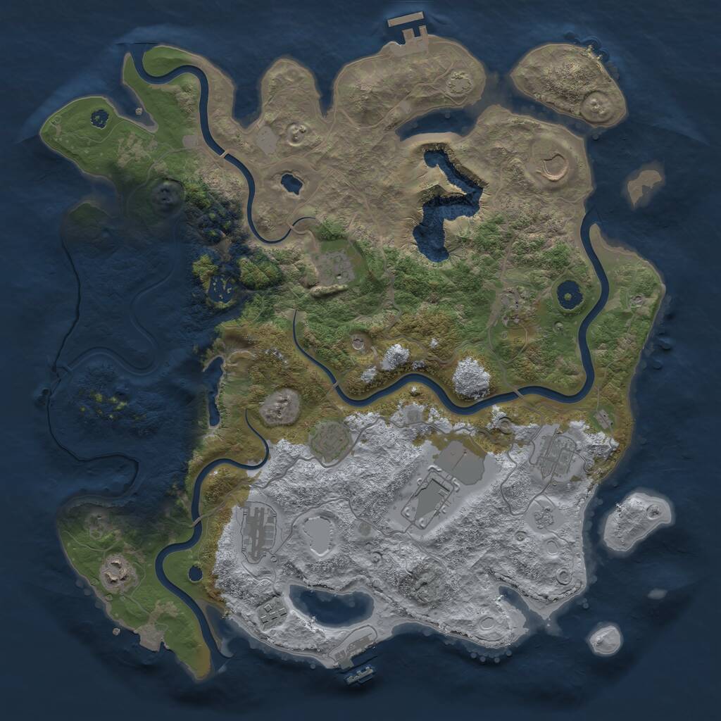 Rust Map: Procedural Map, Size: 4050, Seed: 777864237, 16 Monuments