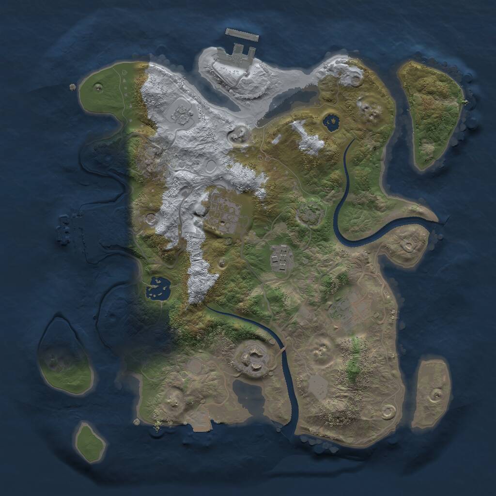 Rust Map: Procedural Map, Size: 3000, Seed: 410148, 11 Monuments