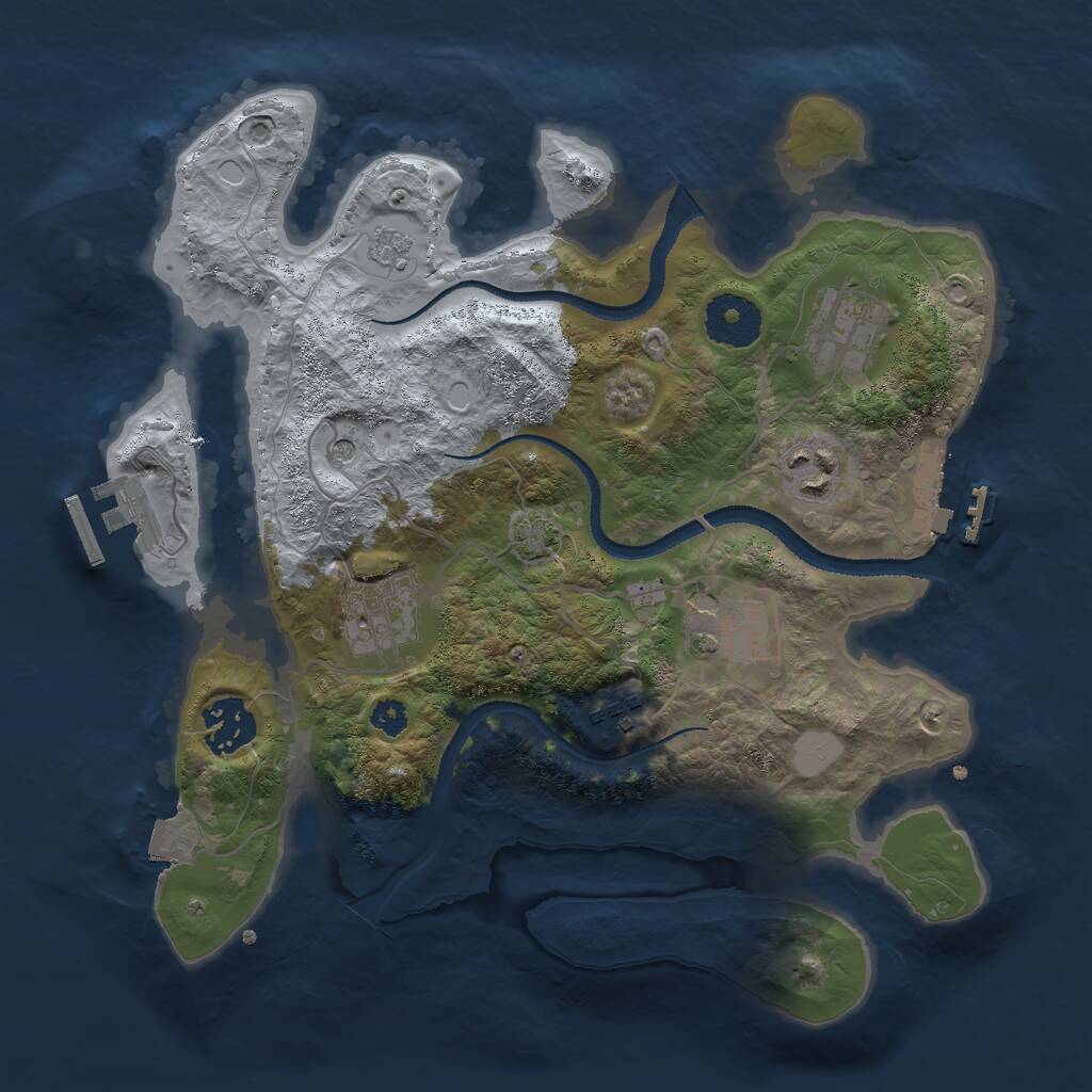Rust Map: Procedural Map, Size: 3000, Seed: 1152450547, 12 Monuments