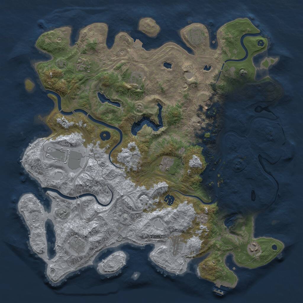 Rust Map: Procedural Map, Size: 4500, Seed: 775155564, 17 Monuments