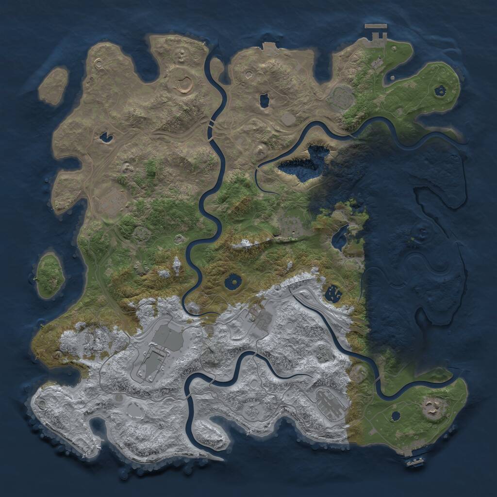 Rust Map: Procedural Map, Size: 4500, Seed: 643062074, 17 Monuments