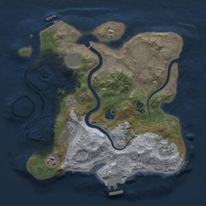 Thumbnail Rust Map: Procedural Map, Size: 3000, Seed: 1693391733, 13 Monuments