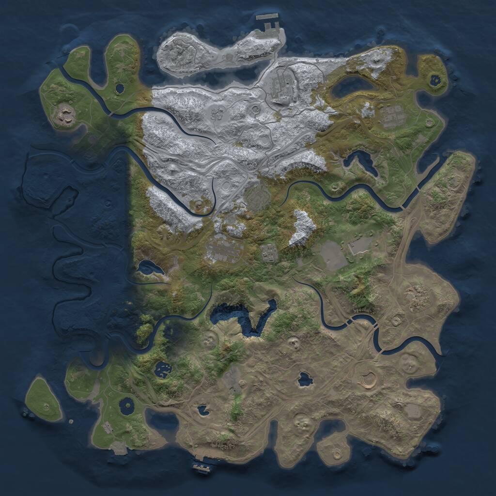 Rust Map: Procedural Map, Size: 4500, Seed: 410148, 17 Monuments