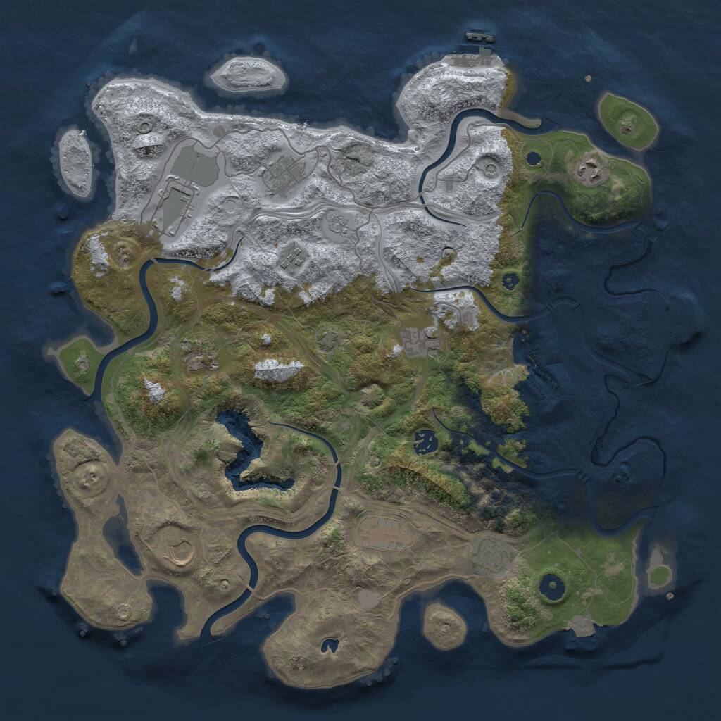Rust Map: Procedural Map, Size: 4250, Seed: 721401570, 16 Monuments