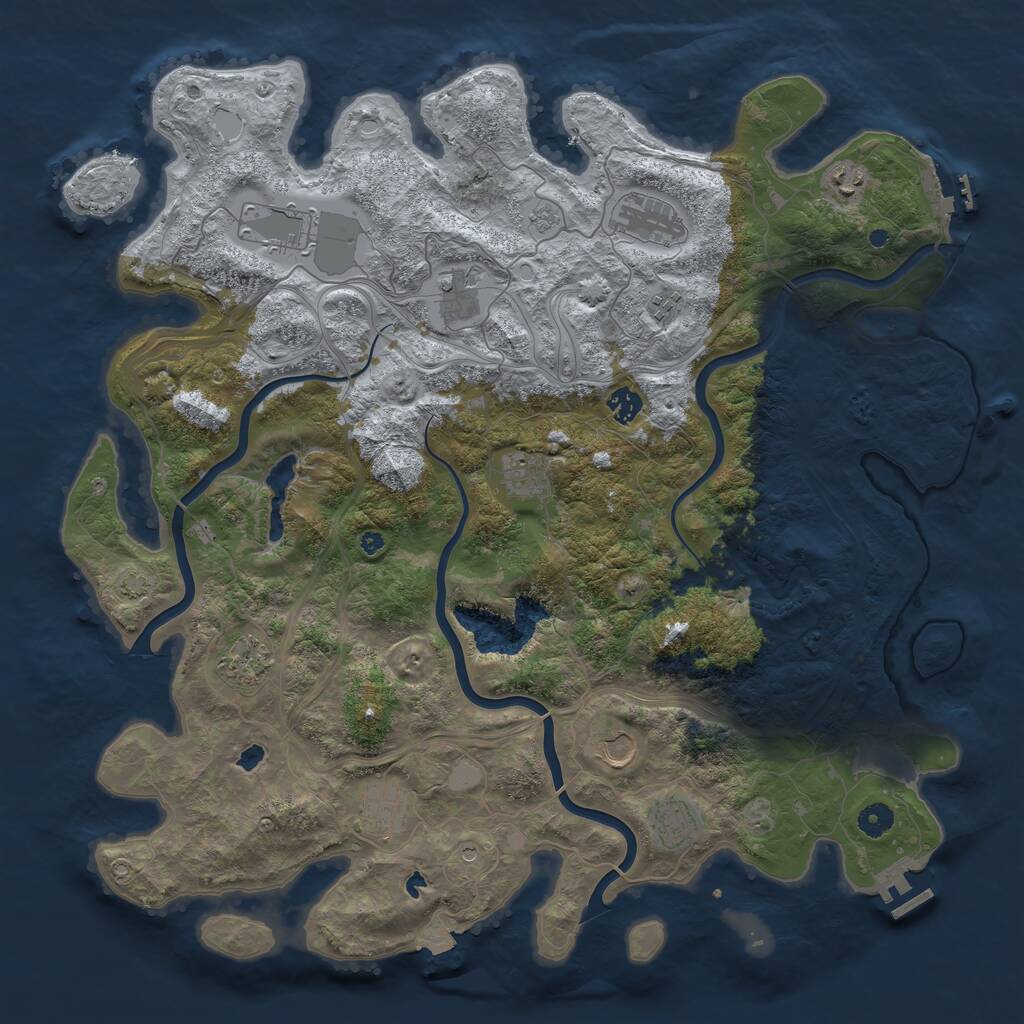 Rust Map: Procedural Map, Size: 4500, Seed: 1012294250, 17 Monuments